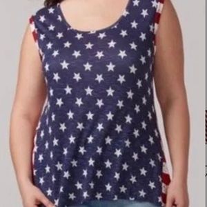 Lane Bryant blue stars and red white stripes tank